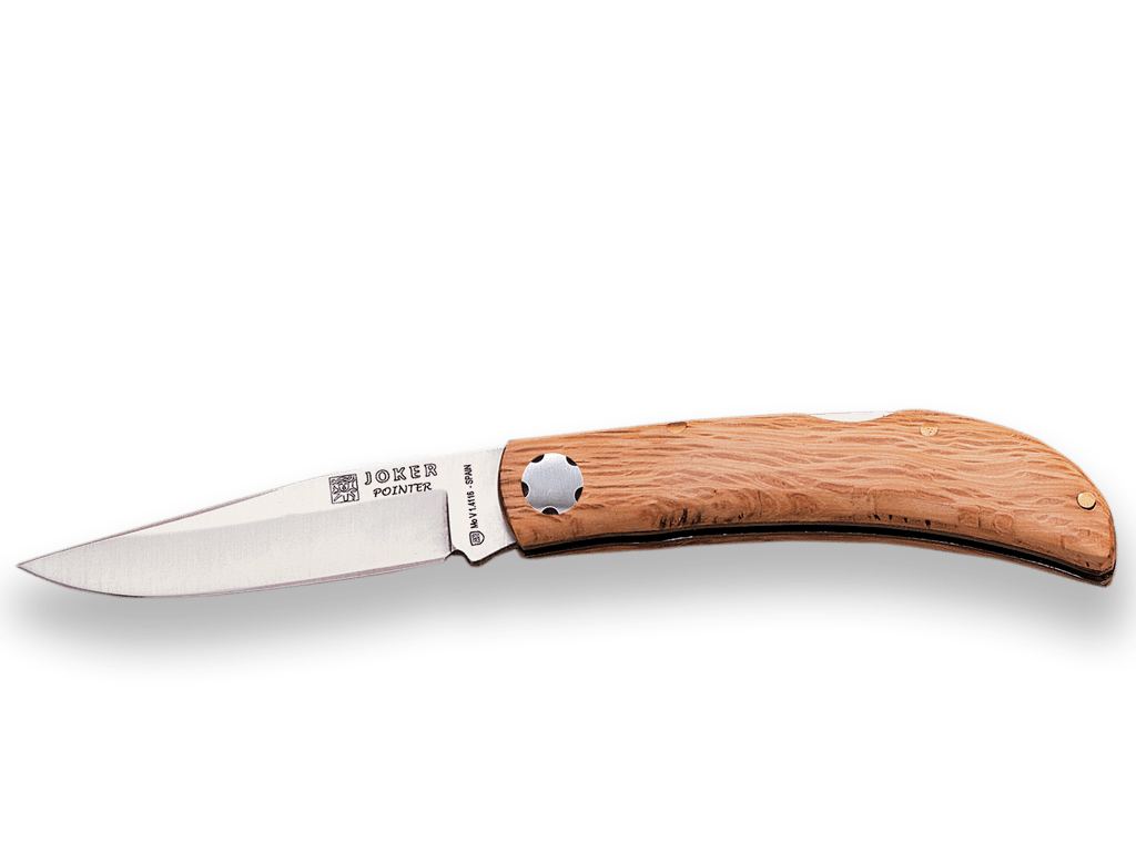 NAVAJA DE BLOQUEO CON CACHAS DE ENCINA Y HOJA DE 7,5 CM.