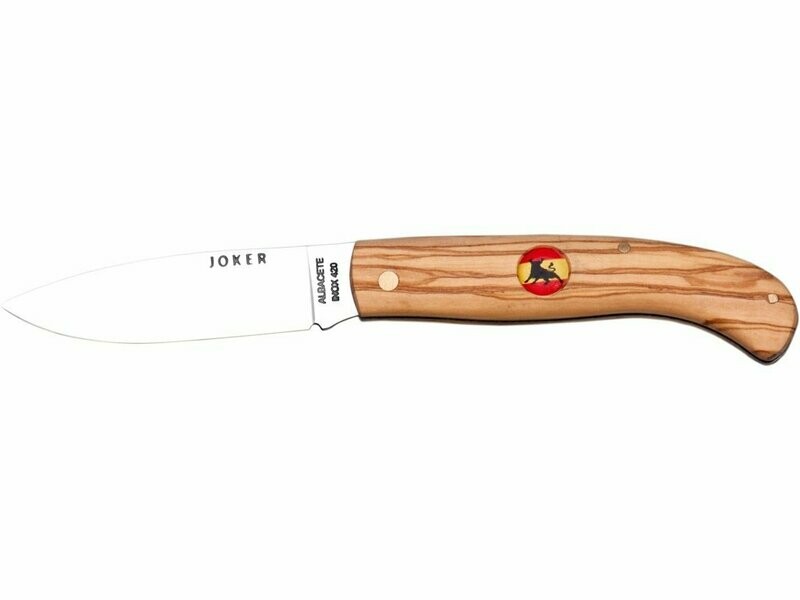NAVAJA DE BOLSILLO CACHAS DE OLIVO BANDERA ESPAÑA Y HOJA INOX. DE 8 CM