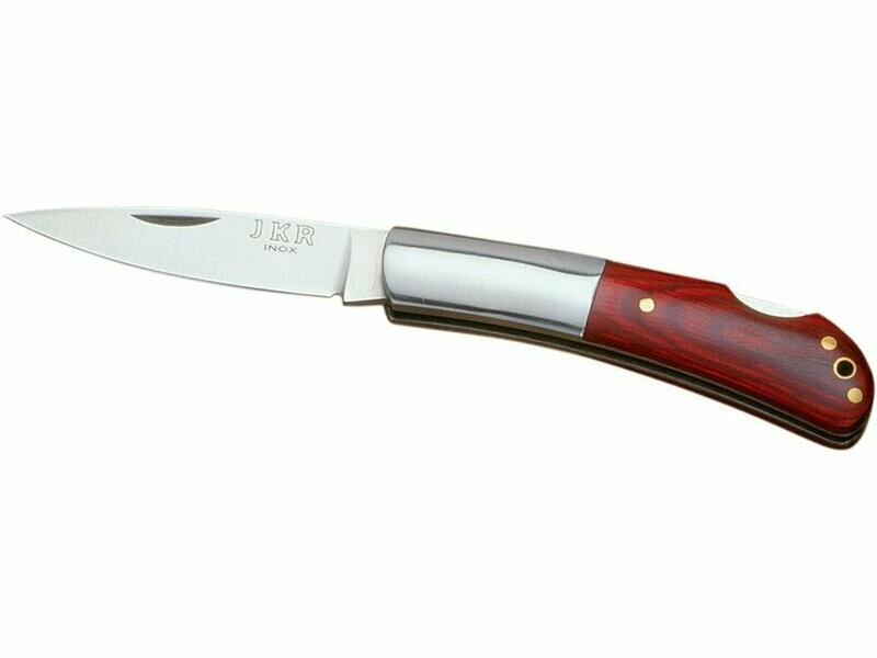 NAVAJA DE BOLSILLO CON VIROLA INOX PUÑO DE STAMINA ROJA Y HOJA DE 7 CM.