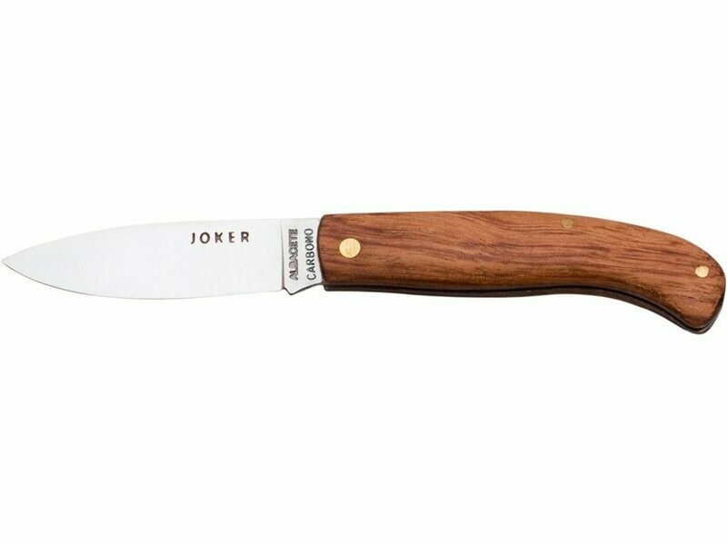 NAVAJA DE PISTÓN CON CACHAS DE BUBINGA ACERO CARBONO Y HOJA DE 7 CM