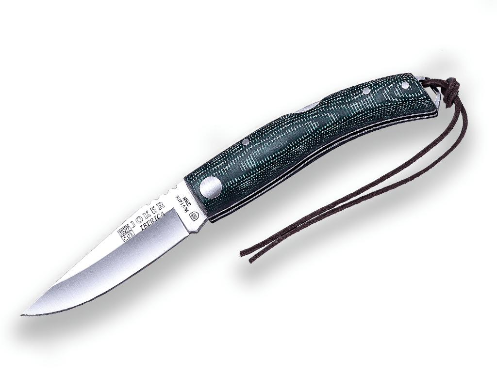 NAVAJA DEPORTIVA JOKER IBÉRICA ,CON BLOQUEO, CACHAS DE MICARTA, ACERO INOX MOVA 1.4116 Y LARGO DE HOJA DE 7,5 CM.
