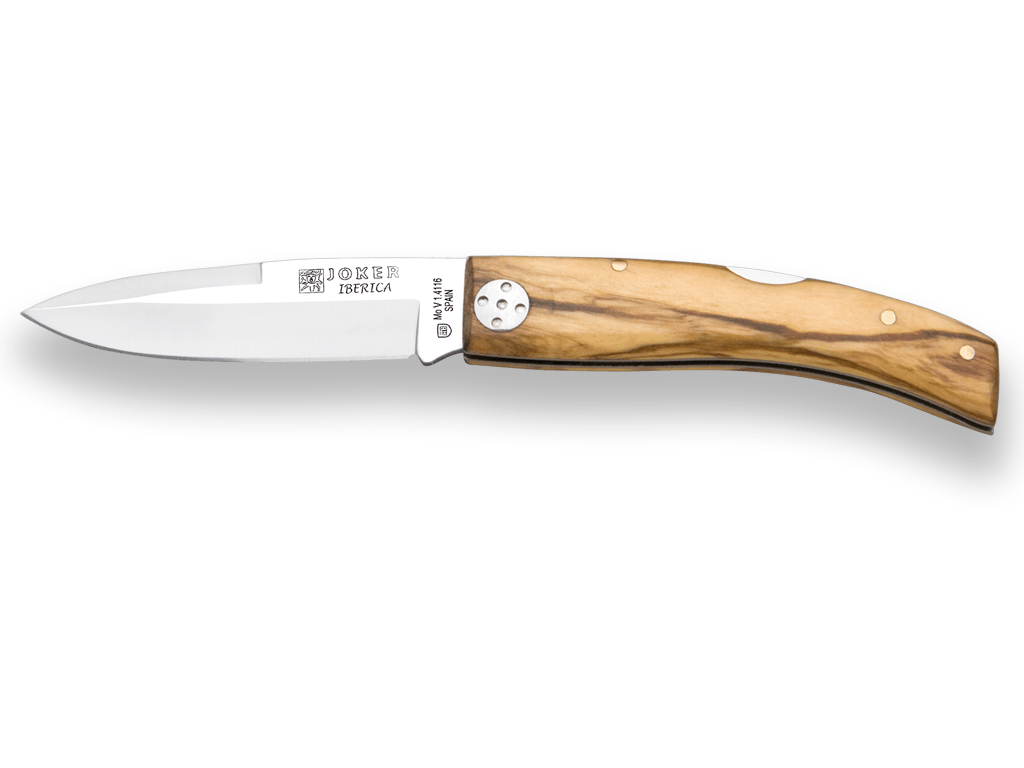 NAVAJA DEPORTIVA CON CACHAS DE OLIVO Y HOJA INOX DE 8 CM