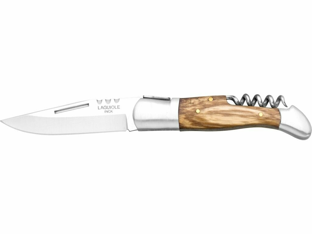 NAVAJA LAGUIOLE CON PUÑO DE MADERA SACACORCHOS Y HOJA DE 9 CM.