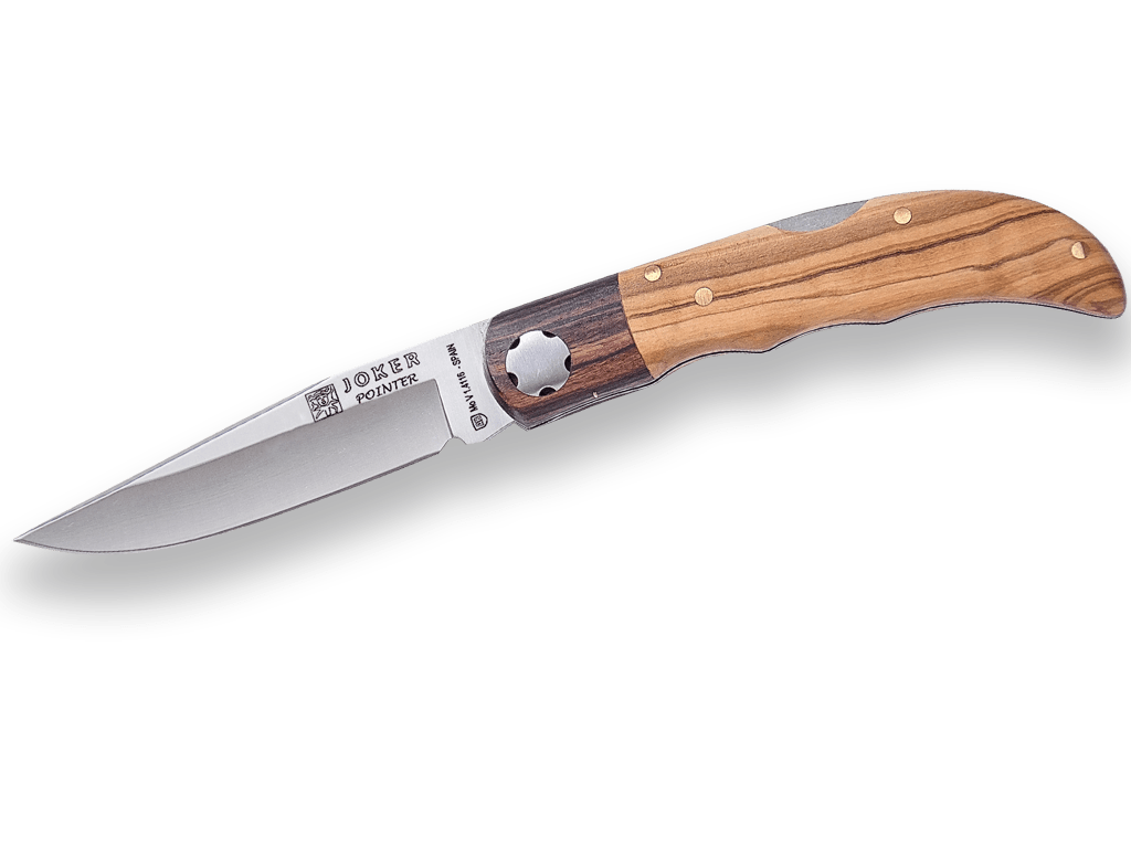 NAVAJA DEPORTIVA DE BOLSILLO CON CACHAS DE OLIVO VIROLA PALISANDRO Y HOJA DE 7.5 CM