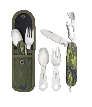 SET CUBIERTOS MULTICAM VERDE