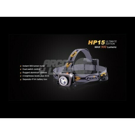 FRONTAL LED FÉNIX HP15UE 900 LUMENES, 6 MODOS, SOS Y RÁFAGA