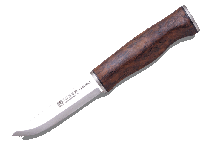 CUCHILLO PUUKKO JOKER - PUÑO ABEDUL RIZADO THERMO - HOJA 10 CM.