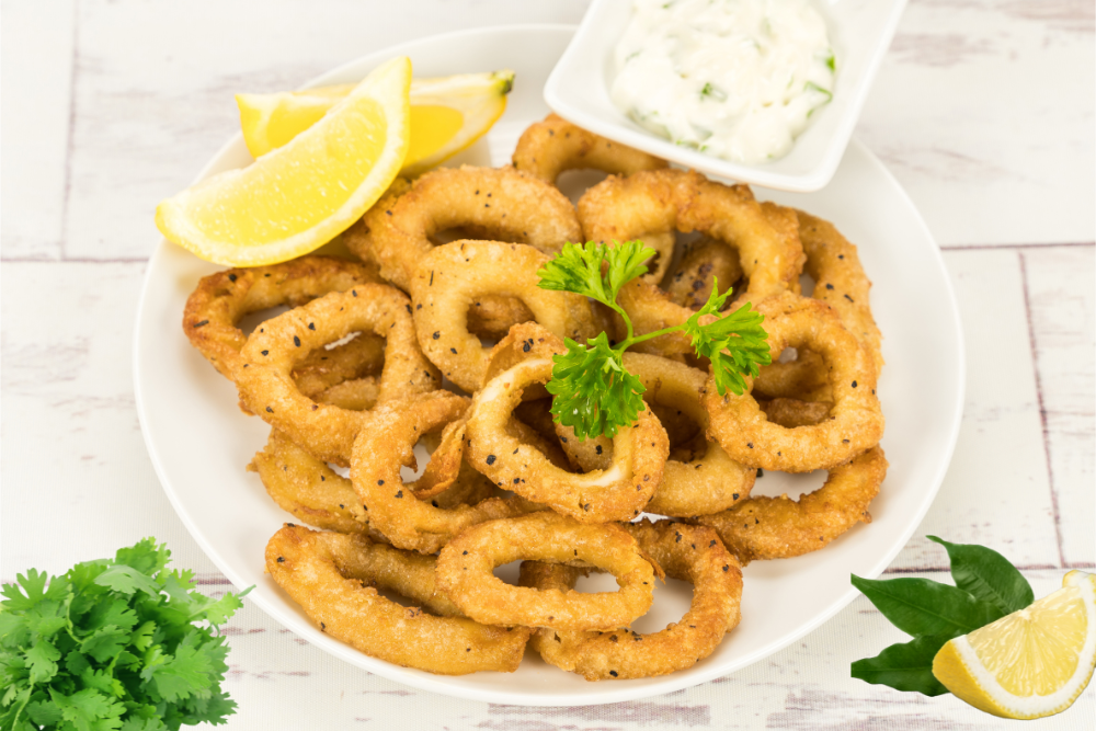 Nr. 96 Calamari frittiert mit Salzkartoffeln