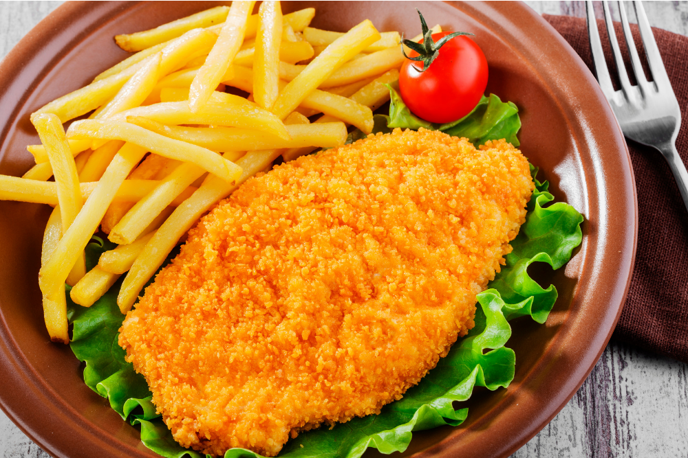 Nr.101  Gemüseschnitzel mit Pommes
