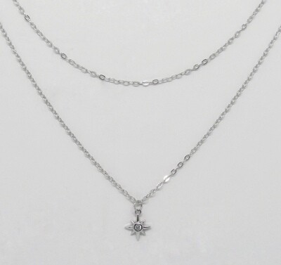Collar doble de plata rodiada