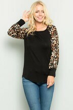 Animal Print Long Sleeve Raglan Top
