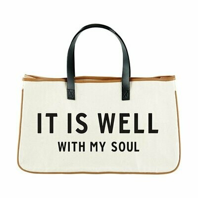 It Is Well Canvas & Leather Tote