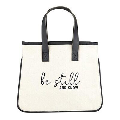 Be Still & Know Canvas and Leather Mini Tote