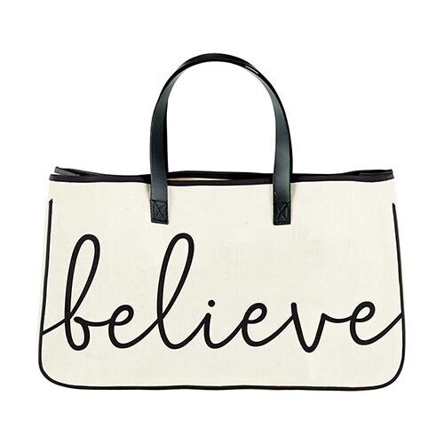 Believe Canvas & Leather Tote