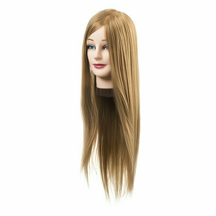 Cabeza de Maniquí para prácticas de peluquería Cabello Sintético 55-60cm