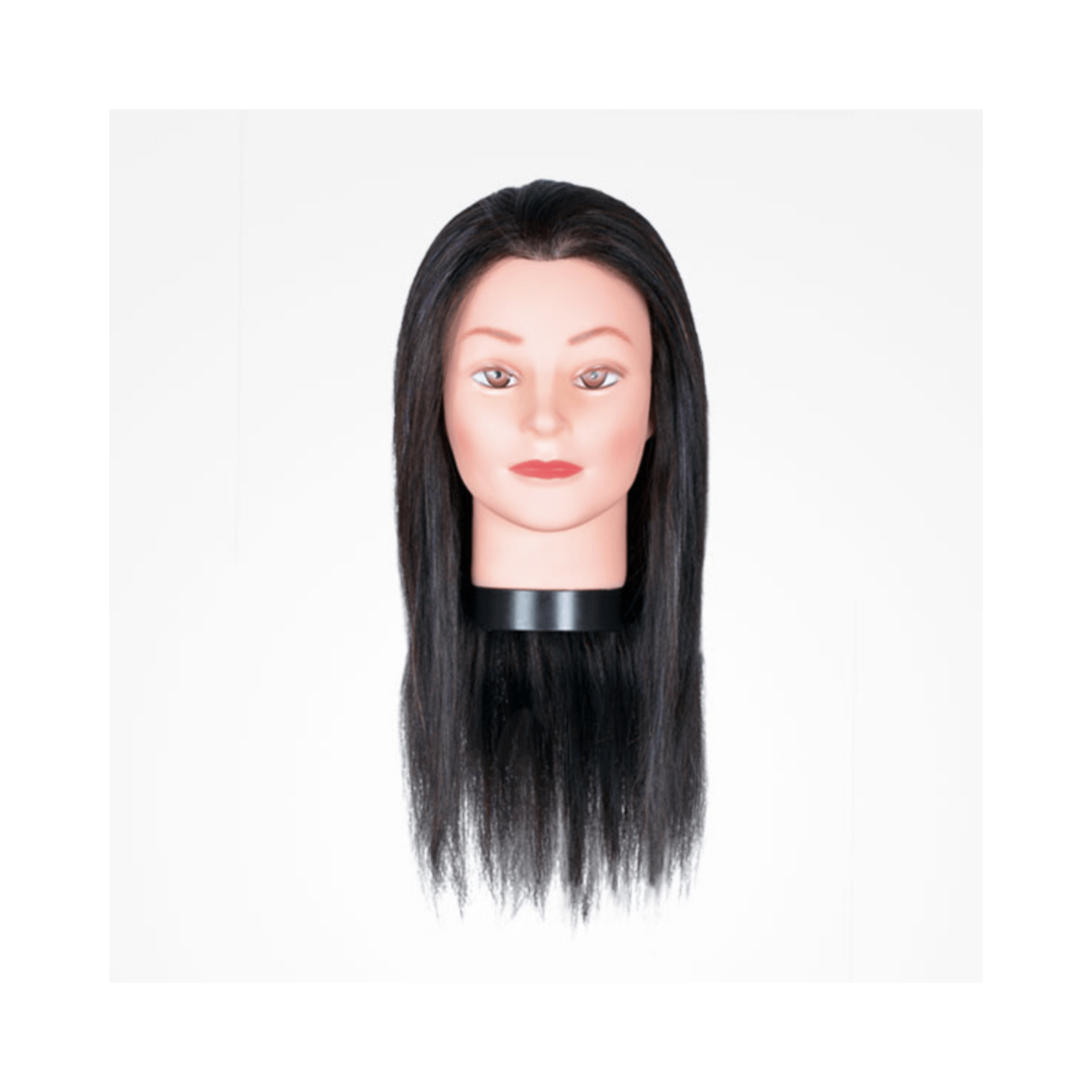 Cabeza de Maniquí Prácticas Cabello 100% humano Negro 55-60cm.