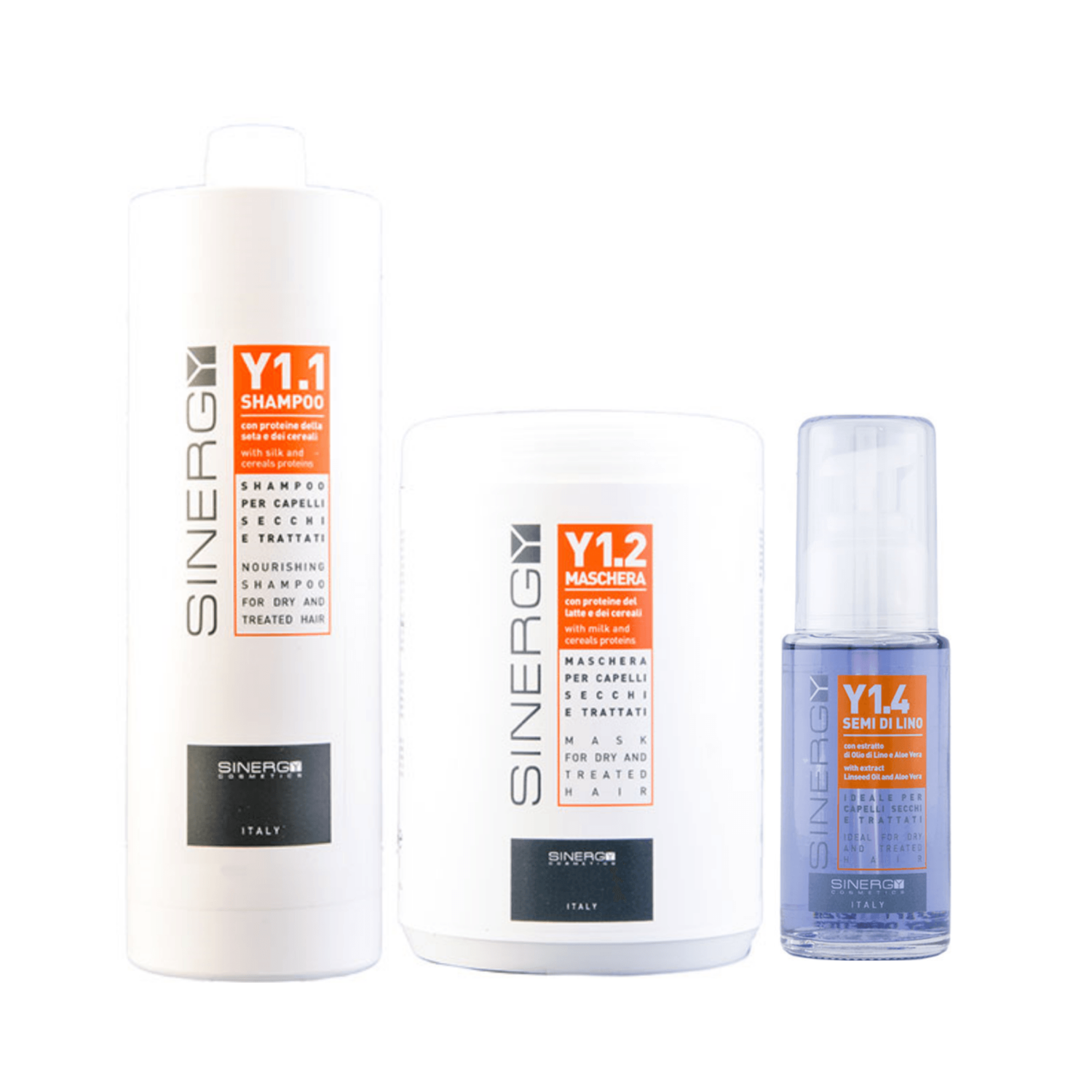 Rutina de cuidado Sinergy Y1.1 para cabello seco y tratado químicamente tamaño grande
