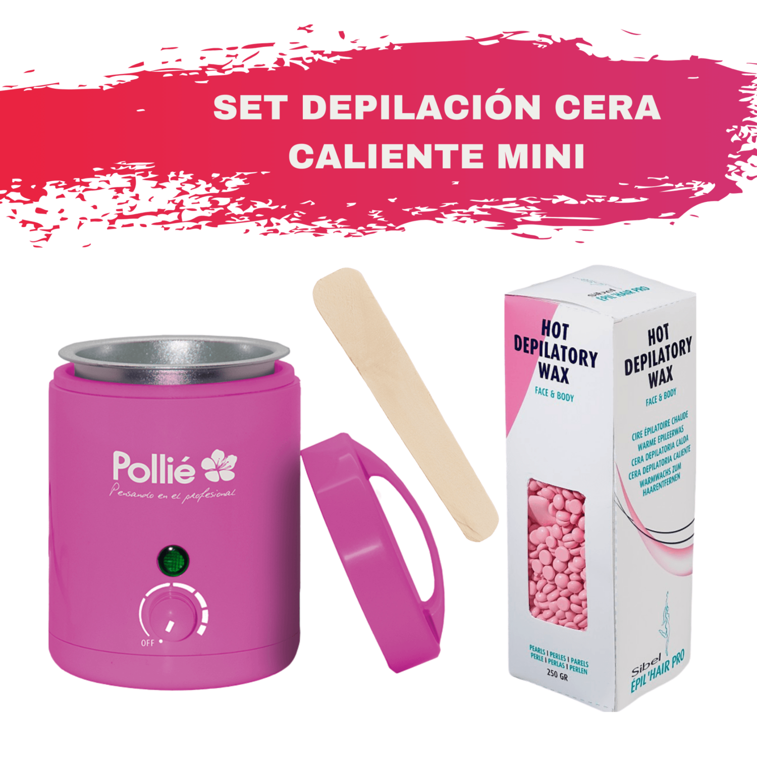 Set Depilación Cera Caliente MINI fundidor Rosa