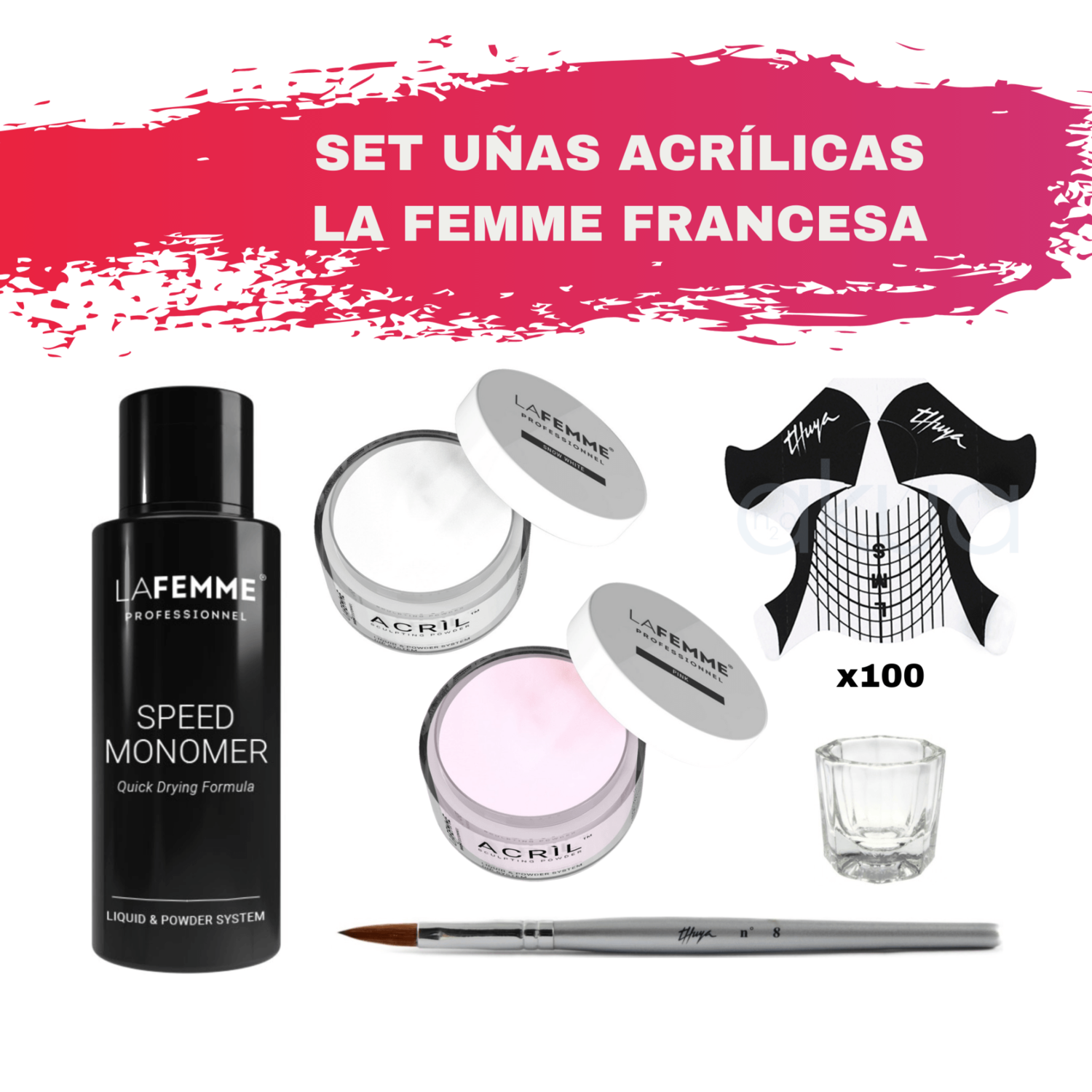 Set para Esculpir Uñas Acrílicas La Femme  Manicura Francesa