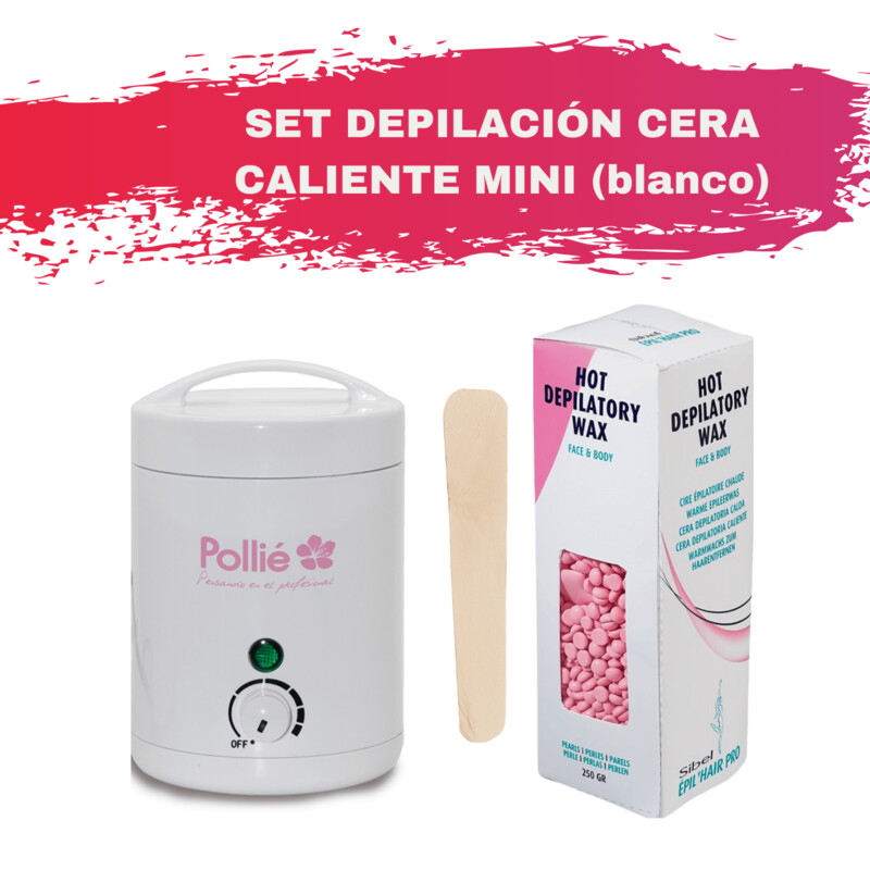 Set Depilación Cera Caliente MINI fundidor blanco