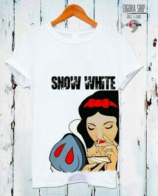 Funny Cartoon Snow White Print Cotton T-shirt Funny Cartoon Snow White Print Cotton T-shirt