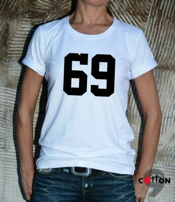 69 Funny Number Print Cotton T-Shirt 69 Funny Number Print Cotton T-Shirt