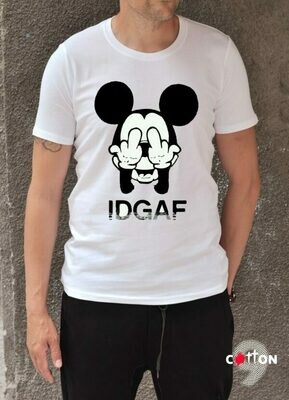 Mickey Mouse IDGAF Print Cotton T-Shirt Mickey Mouse IDGAF Print Cotton T-Shirt