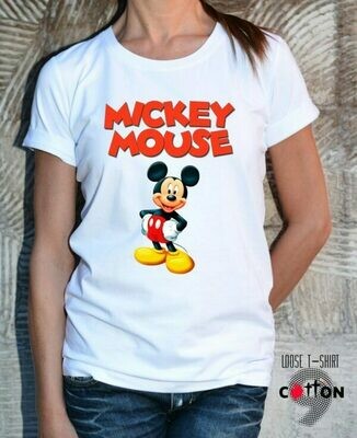 Mickey Mouse Print Cotton T-Shirt Mickey Mouse Print Cotton T-Shirt