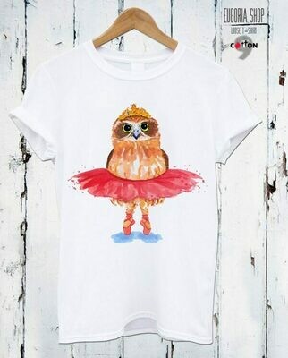 Owl Ballerina Print Cotton T-Shirt Owl Ballerina Print Cotton T-Shirt