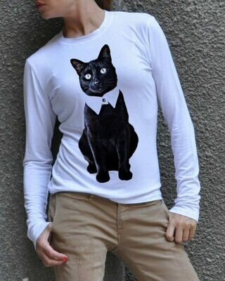 Mister Black Cat Print Cotton T-Shirt Mister Black Cat Print Cotton T-Shirt
