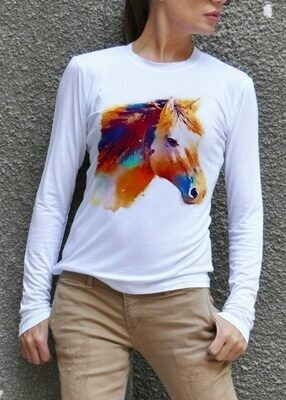 Colorful Аrt Horse Print Cotton T-Shirt Colorful Аrt Horse Print Cotton T-Shirt