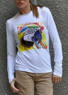 Colorful Art Parrot Print Cotton T-Shirt Colorful Art Parrot Print Cotton T-Shirt