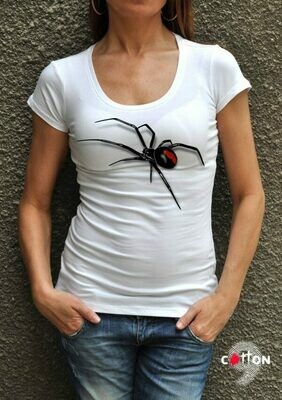 Black Widow Spider Print Cotton T-Shirt Black Widow Spider Print Cotton T-Shirt