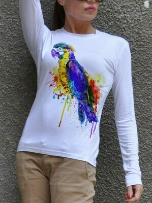 Rainbow Parrot Print Cotton T-Shirt Rainbow Parrot Print Cotton T-Shirt