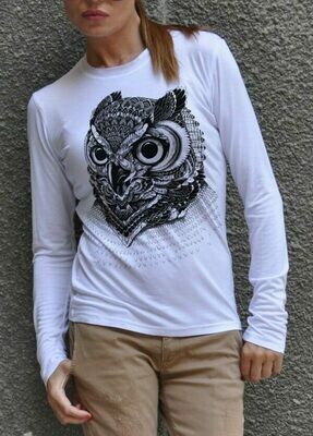 Sketchy Owl Print Cotton T-Shirt Sketchy Owl Print Cotton T-Shirt