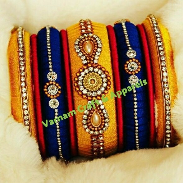 Beaded Multicolor Silk thread bangles