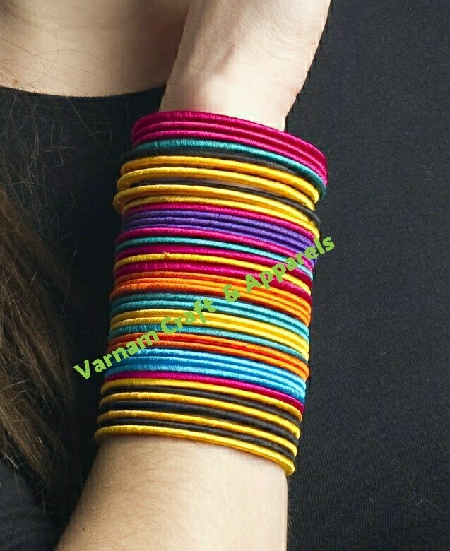 Plain Multicolor Silk Thread Bangles