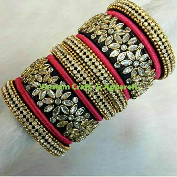 Bridal Silk Thread Bangle Set - Heavy Beaded