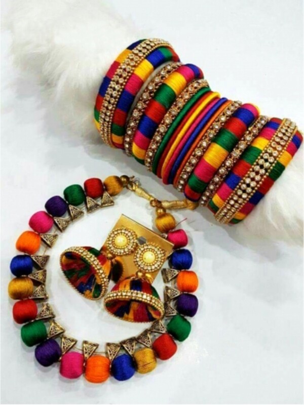 Multicolor Silk Thread Jewelry Set