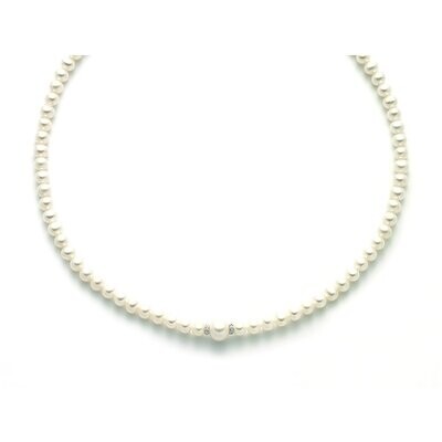 Collana con perle bianche e diamanti laterali Miluna