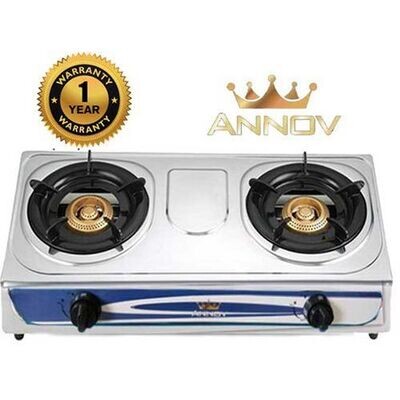 Annov 2 Burner Gas Cooker Stainless Steel