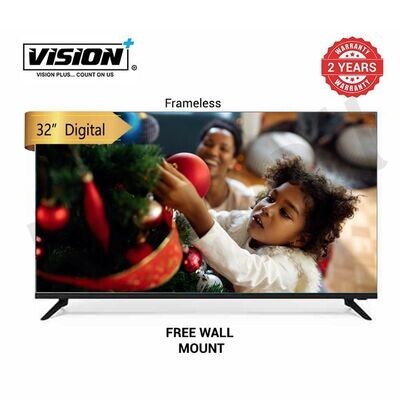 vision plus S68A,32&#39;&#39; Full HD Frameless Smart Android LED TV, Black