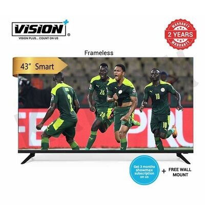 (Today Only!) Vision Plus 43 inch Smart TV 43&quot; Frameless Televisions , FULL HD TV, DVB-T2 | S2, Android + FREE WALL BRACKET VP8843SF Affordable quality Tv 2 years warranty sho Black 43 inch