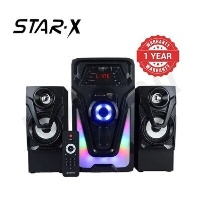 STAR X 2.1 X-Bass Speaker System ST307 Woofer AC/DC Input Black 15000W ST-307