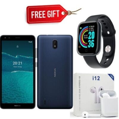 Nokia C1 2nd Edition, 5.45" - 16GB + 1GB (Dual Sim) 2500 MAh + SMART WATCH &amp; AIRPODS