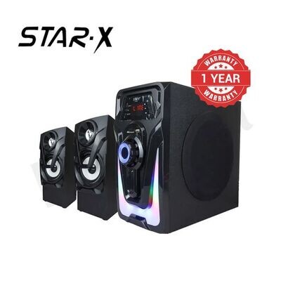 STAR X 2.1 X-Bass Speaker System ST307 Woofer AC/DC Input Black 15000W ST-307