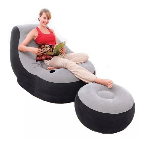 Intex Inflatable Lounger Sofa With Footrest +Free Manual Pump