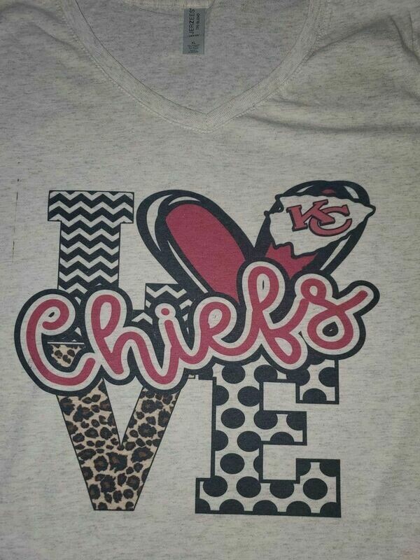LOVE Kansas City Chiefs Women&#39;s V-neck Tshirt