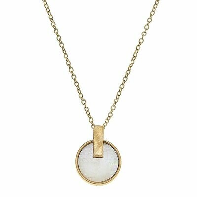 Siena Disc Necklace In Mother Of Pearl Shell