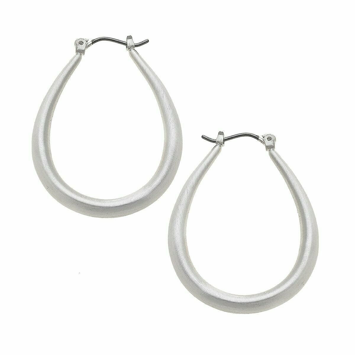 Nora Puffed Teardrop Earrings In Satin Silver